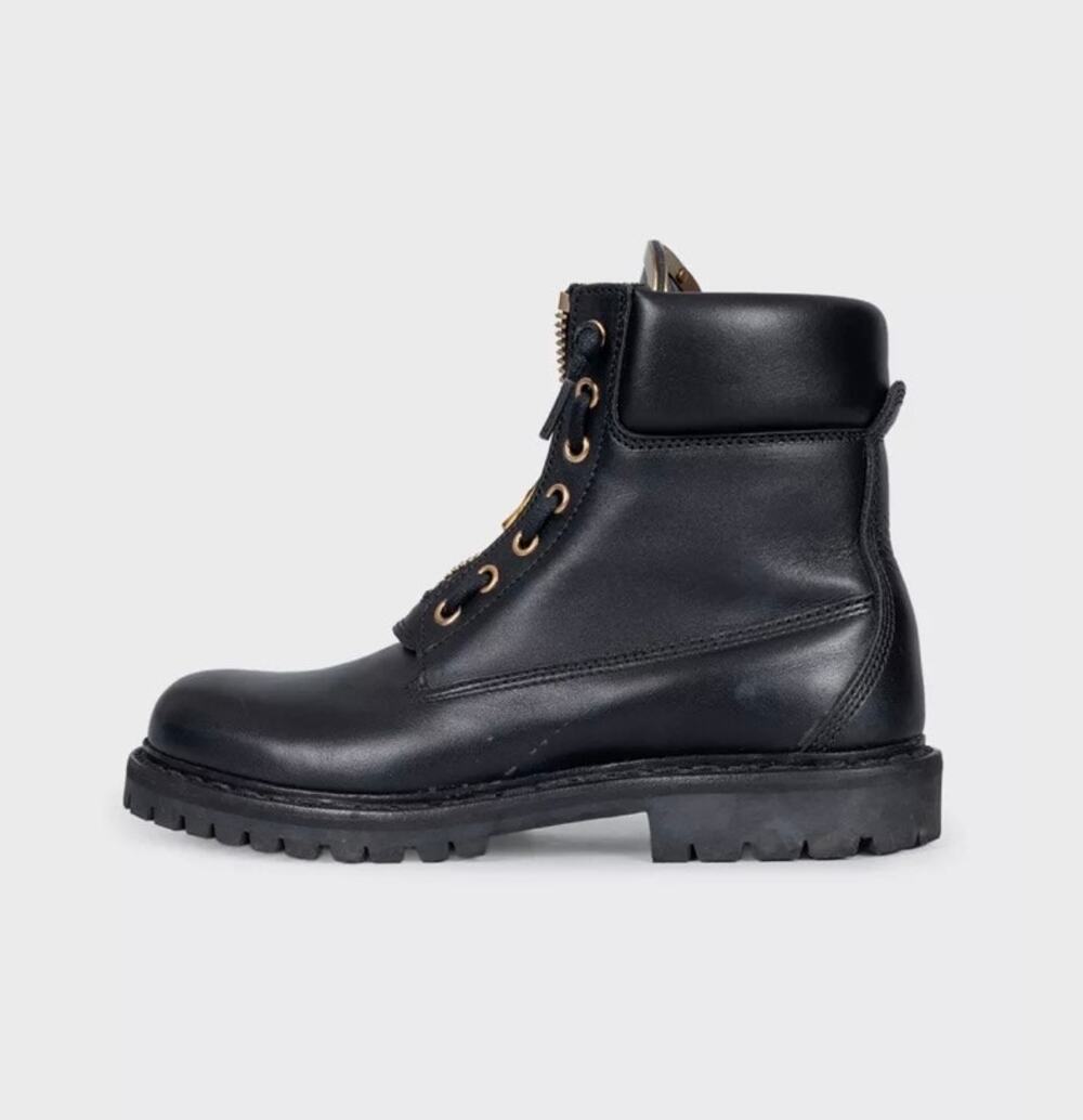 Balmain Black Leather Boots with Gold-Tone Hardware Sz.39